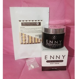 [Trợ giá combo 250k] Combo Kem bodyx2 Enny + vien kích trắng + tắm trắng cafe