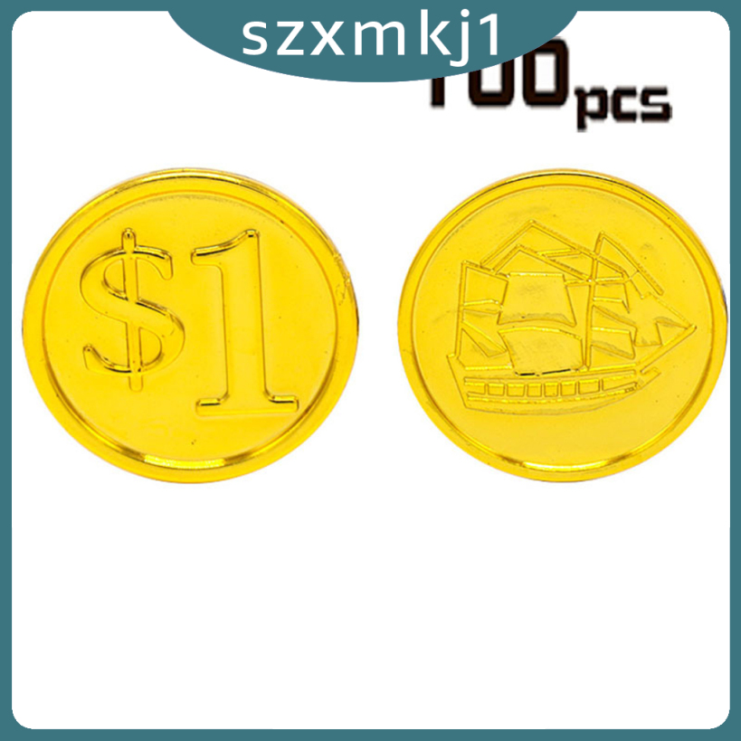 100 Đồng Tiền Xu Vàng Bằng Nhựa Cho Bé