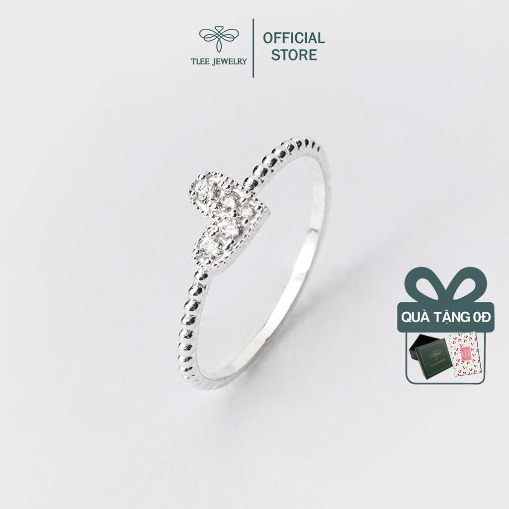 Nhẫn bạc nữ TLEE tim chéo nạm đá cao cấp TleeJewelry A0185