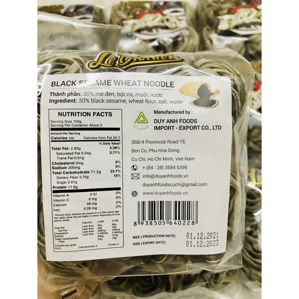 Mì MÈ ĐEN Duy Anh Food gói 200gr 8 vắt (Mỳ Le Brothers)