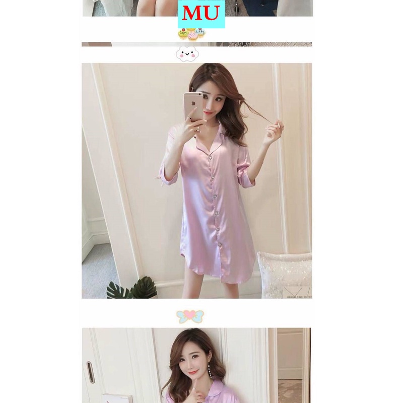 Đầm sơ mi dáng rộng thời trang mùa thu quyến rũ tùy chọn màu sắc dành cho nữ