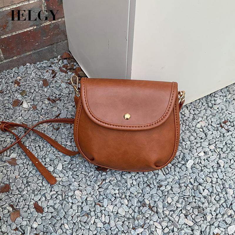 Túi xách messenger IELGY bằng da PU nắp lật thời trang Hàn giản dị cho nữ