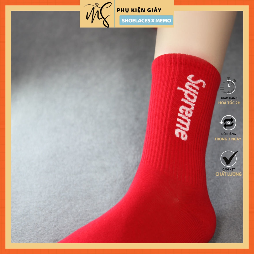 Combo 3 đôi tất Supreme full box ,tất vớ cao cổ Supreme Crew Socks SPT3- [ Tặng Kèm Đầu Dây Giày ]