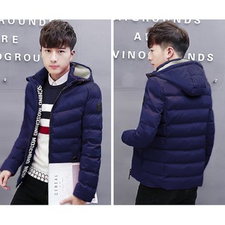 ÁO PHAO NAM CHẦN BÔNG 3 LỚP CÓ NÓN THÁO RỜI AP02-XANH ĐEN