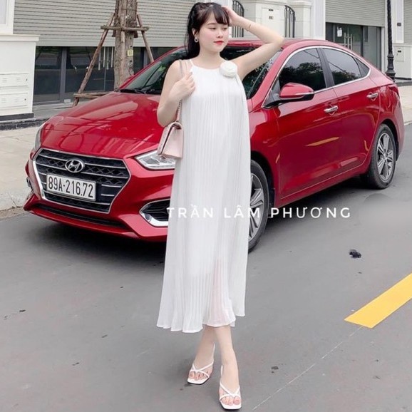 VÁY ĐẦM MAXI 2 DÂY| CỔ YẾM DẬP LY HOA CÀI Chất đũi lụa mềm đẹp - Hàng may kỹ - Lên form y mẫu