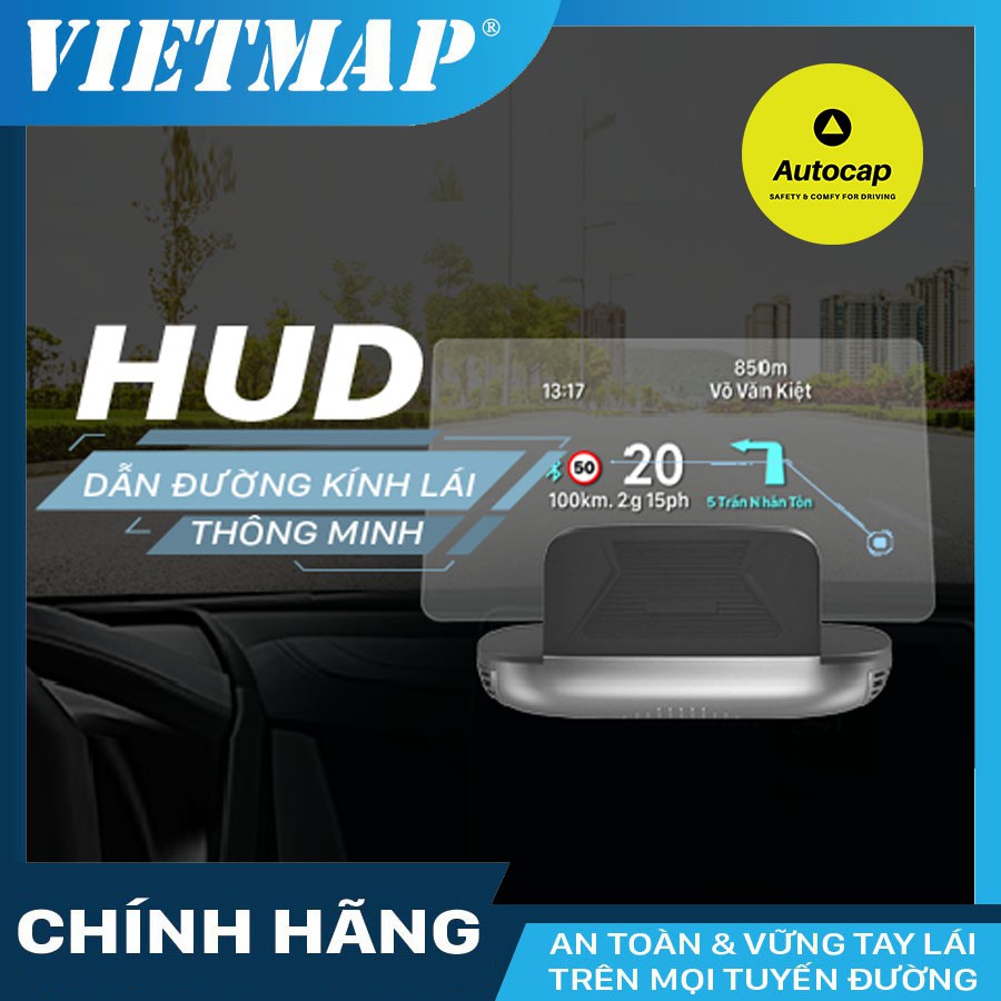 VIETMAP HUD H1N - Màn Hình Hiển Thị Thông Tin Xe Hơi có Cảnh báo thông tin giao thông và dẫn đường