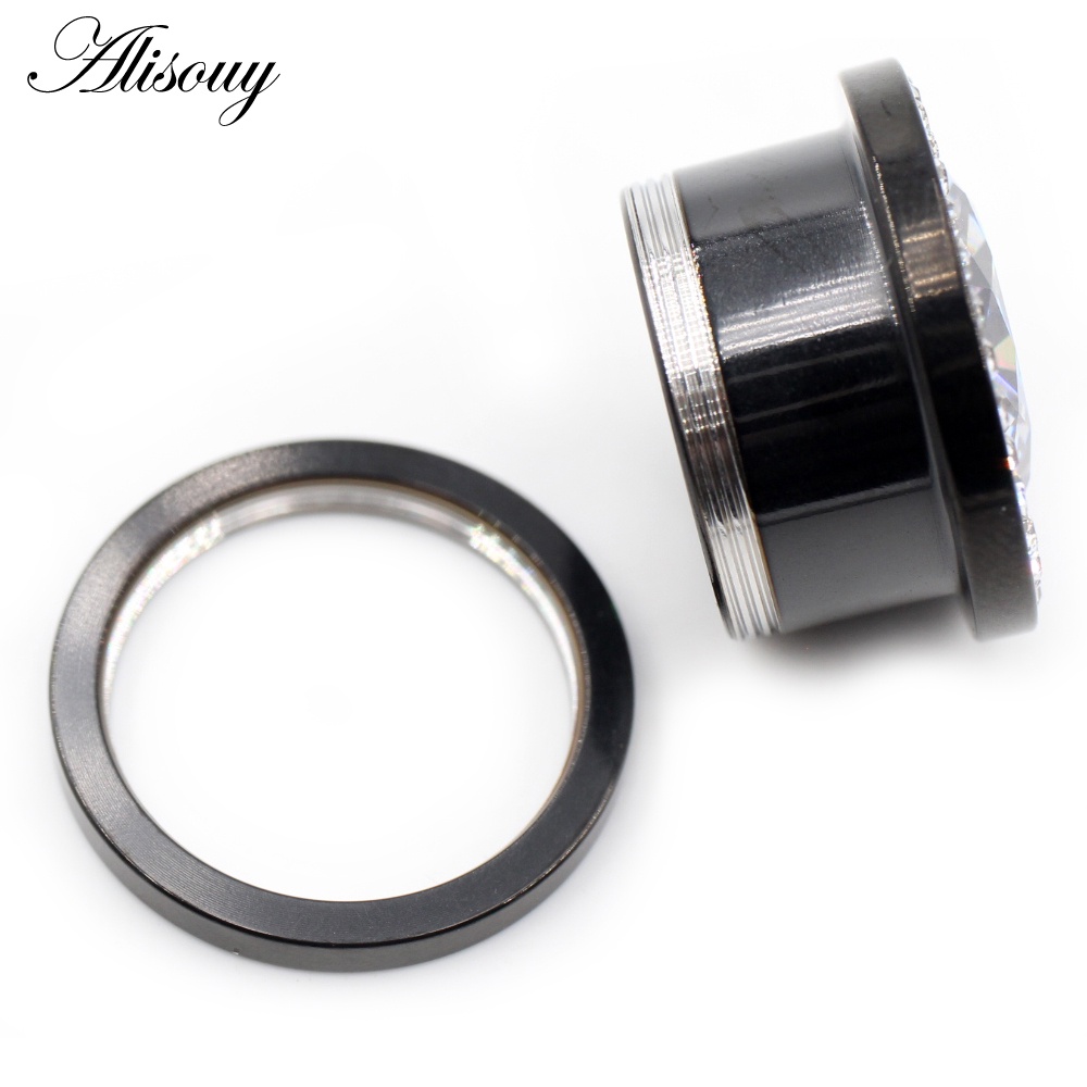 Alisouy 2 cái 6-16mm khối zirconia thép không gỉ vít tai đường hầm phích cắm flesh expander cáng đồng hồ đo cơ thể xuyên đồ trang sức