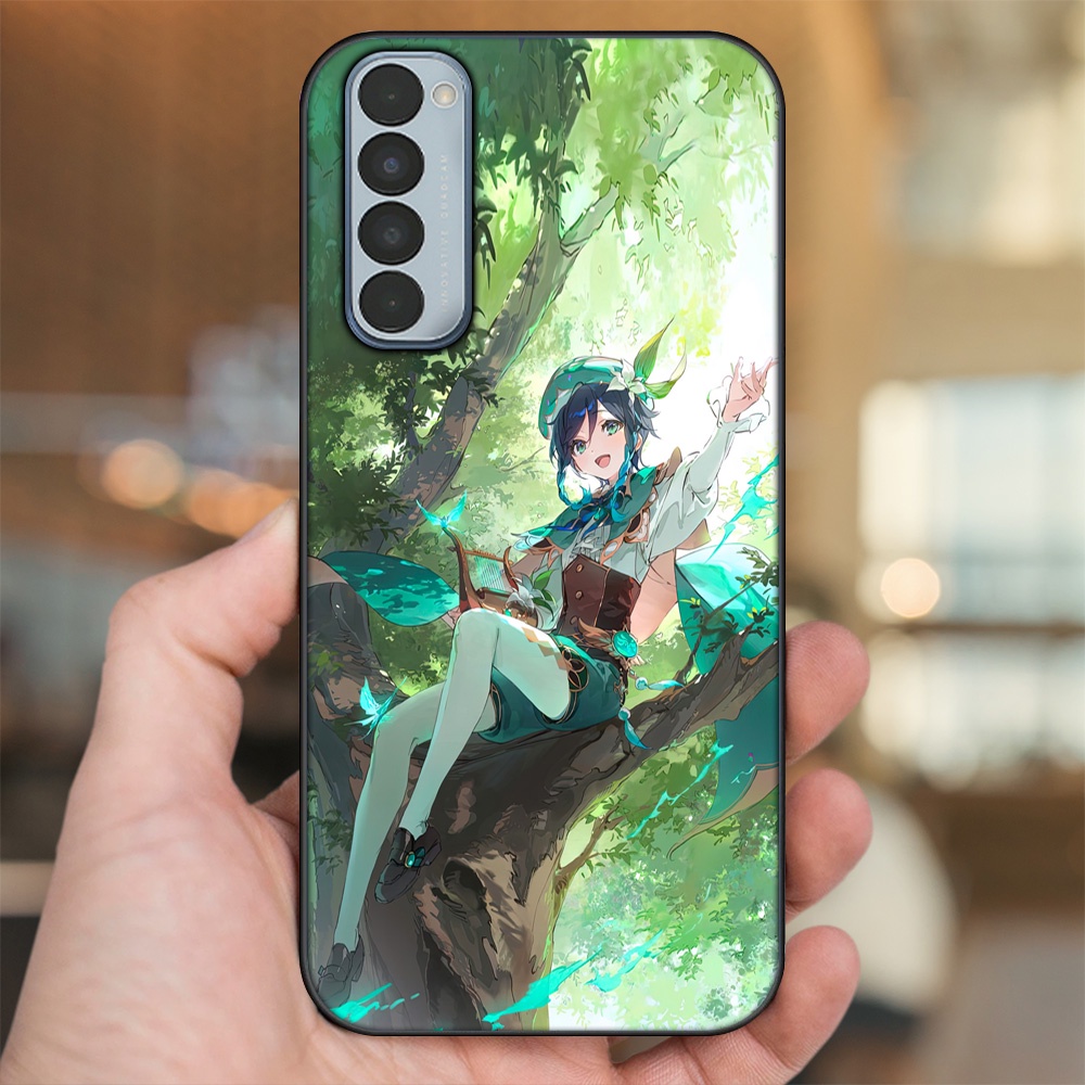 Ốp lưng Oppo Reno 4 Pro viền đen in hình Venti Genshin Impact