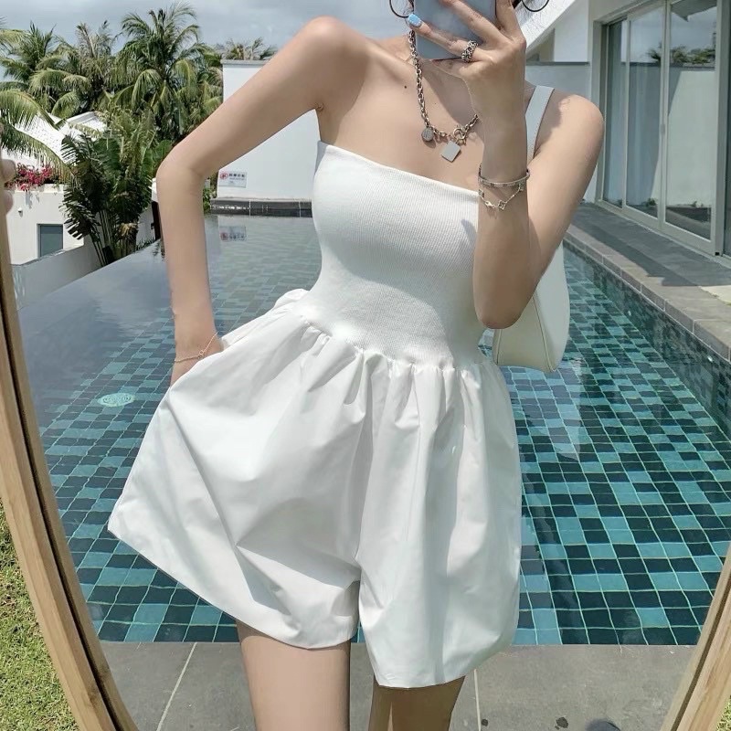 Jumpsuit áo quây len tăm mỏng nhẹ