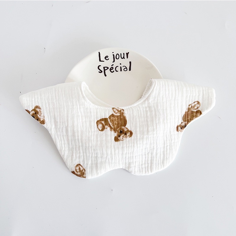 Yếm đeo cổ vải muslin cho bé trai bé gái phong cách Hàn Quốc 0-2 tuổi