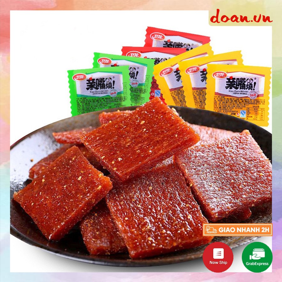 Thịt hổ, miếng tăm cay vuông tẩm vị, thịt tăm vuông 2 vị 20g