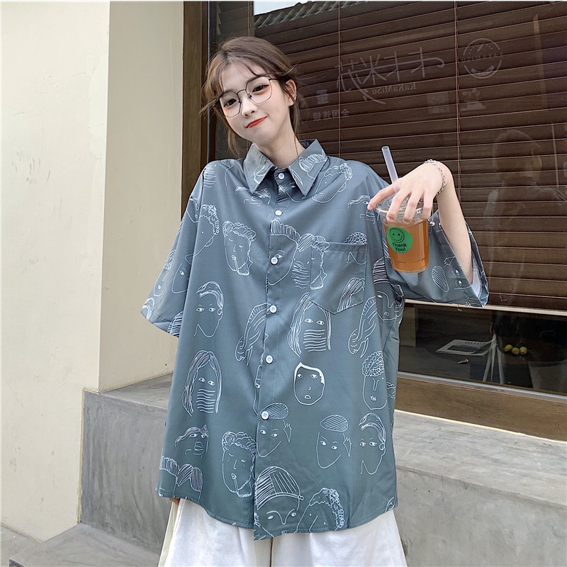 NRVP Áo Sơ Mi Dáng Rộng Thời Trang Hàn Quốc Cá Tính Cho Nữ