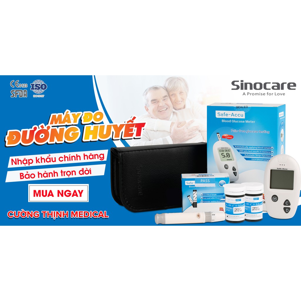 Máy đo đường huyết Sinocare Accu-Safe Đức (Kèm 50 que thử và 50 kim)