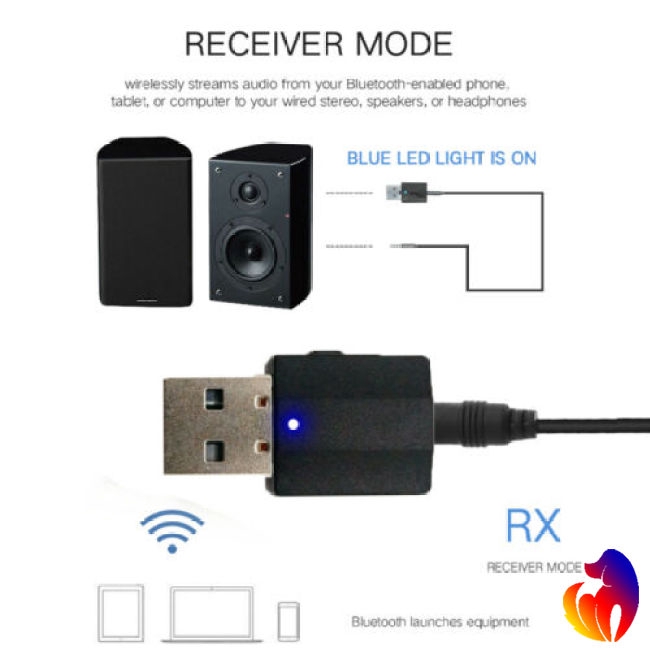 USB Thiết bị thu phát kết nối tín hiệu Bluetooth 5.0 AUX RCA USB 3.5mm 2 trong 1