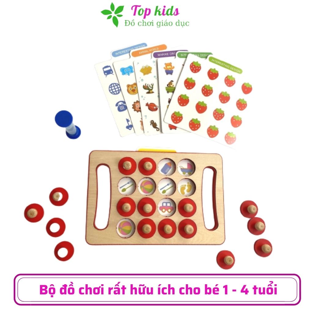 Đồ chơi thông minh cho bé bộ cờ vua bảng núm gỗ montessori phát triển trí nhớ cho bé trai bé gái 1 2 3 4 tuổi TOPKIDS