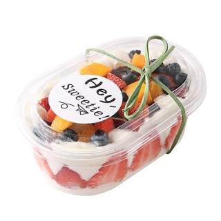 Hộp Pet Oval trong 650ml đựng bánh Tiramisu, bánh Mousse