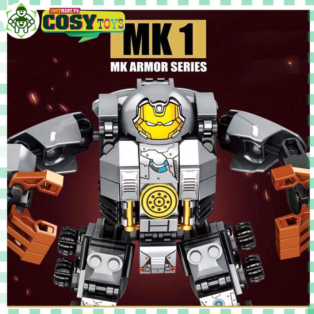 Đồ chơi lắp ghép xếp hình người sắt Iron Man trong bộ giáp Mark 1 Amor Series với 305 mảnh ghép cho bé