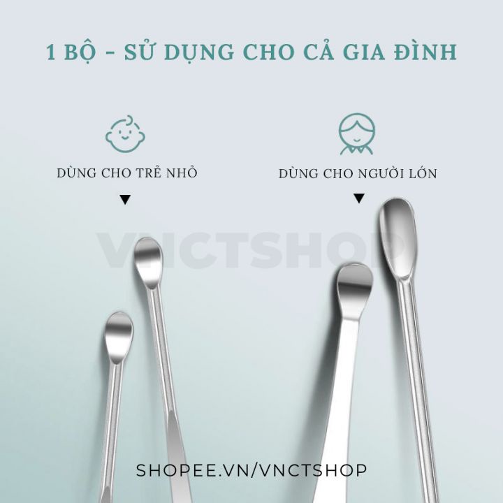 Bộ lấy ráy tai, dụng cụ ngoáy tai 6 món bằng inox chuyên nghiệp vệ sinh tai cho bé trẻ em có hộp đựng