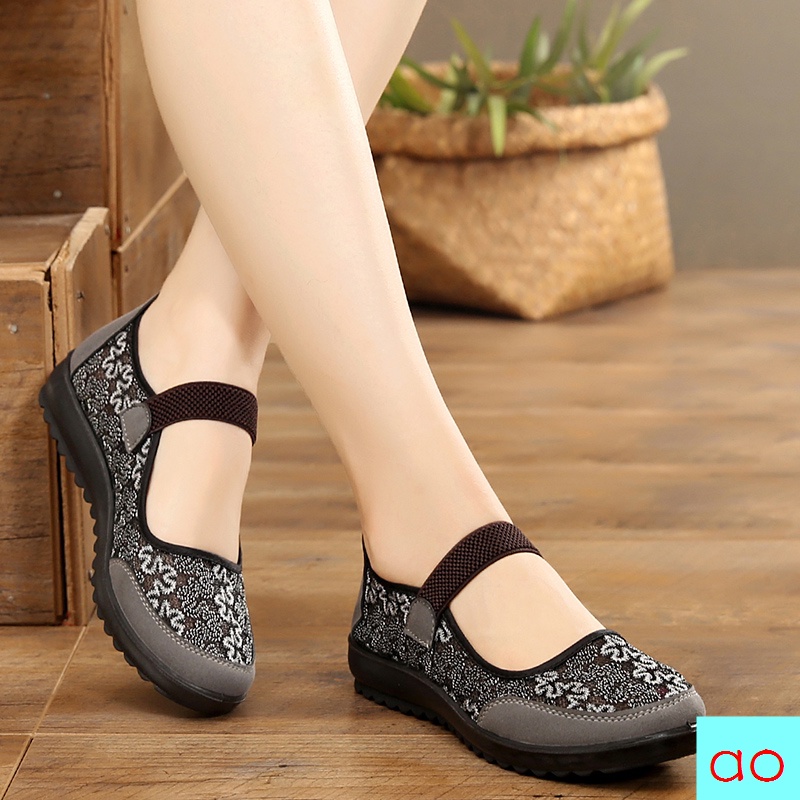 Giày Sandal Lưới Đế Bằng Chống Trượt Thời Trang Mùa Hè Dành Cho Người Lớn Tuổi