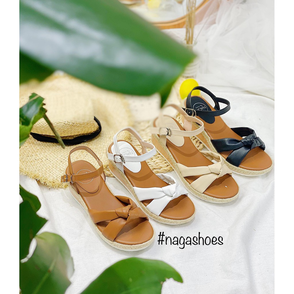 GIÀY SANDAL NAGASHOES QUAI THẮT NƠ VIỀN CỐI 5P NAS168