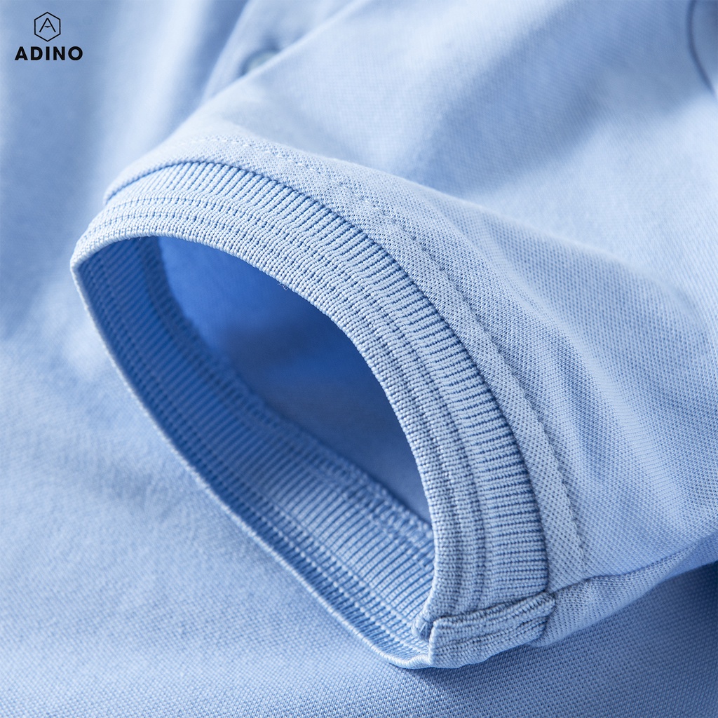 Áo polo nữ ADINO màu xanh nhạt phối viền chìm vải cotton co giãn dáng công sở slimfit hơi ôm trẻ trung APN03