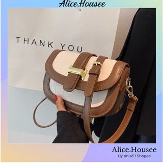 Túi đeo chéo nữ Alicehousee chất liệu da PU cao cấp, họa tiết da cá sấu, da rắn hợp thời trang, dễ phối đồ QH0019