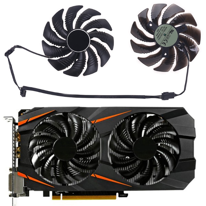 Set 1/2 quạt tản nhiệt 88mm T129215SU 4Pin cho Gigabyte GeForce GTX1060 1650 1070 GTX 1050ti GTX 960 RX570 RX470