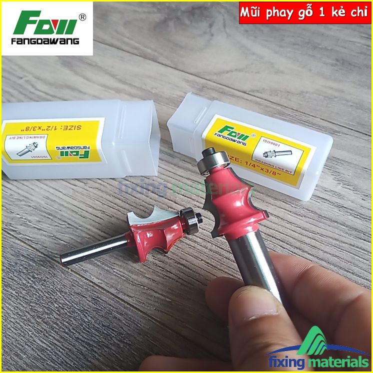 Mũi phay gỗ 1 kẻ chỉ, soi chỉ tơ- cốt 6ly, 12 ly