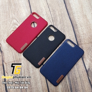 Ốp lưng iPhone 7 Plus lưng vải Jean khay silicon cao cấp