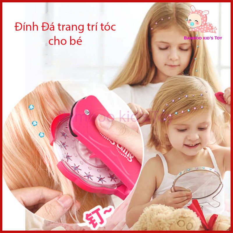 Máy bấm đá đính đá trang trí tóc, Phụ kiện tóc trang điểm đính đá tóc cho bé