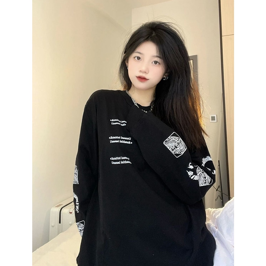 Áo sweater dáng rộng mỏng phong cách Mỹ retro thời trang xuân thu cá tính dành cho nữ