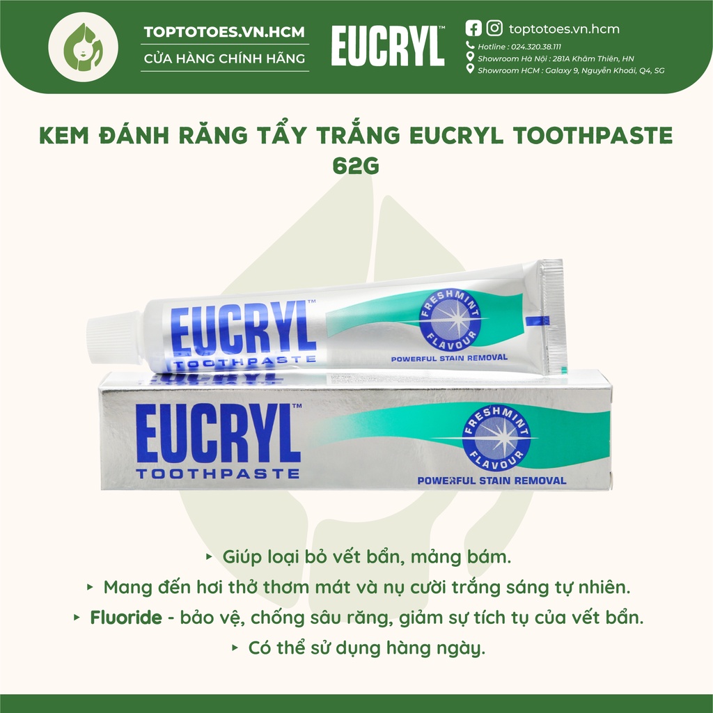 Kem Đánh Răng Tẩy Trắng Eucryl Toothpaste 62g
