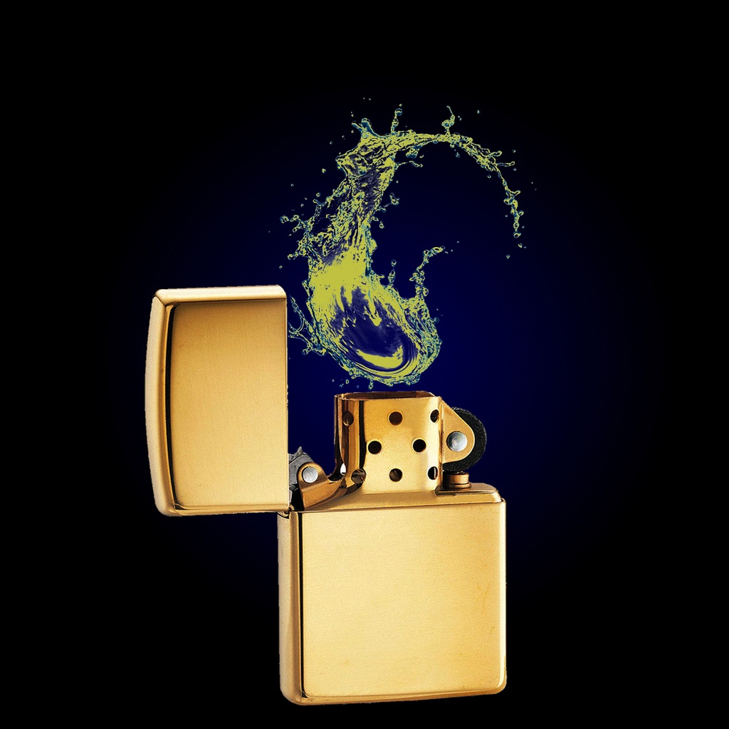 Bật zippo gold, hộp quẹt lõi vàng vỏ dày khắc 555 High Polished Brass- KenZ