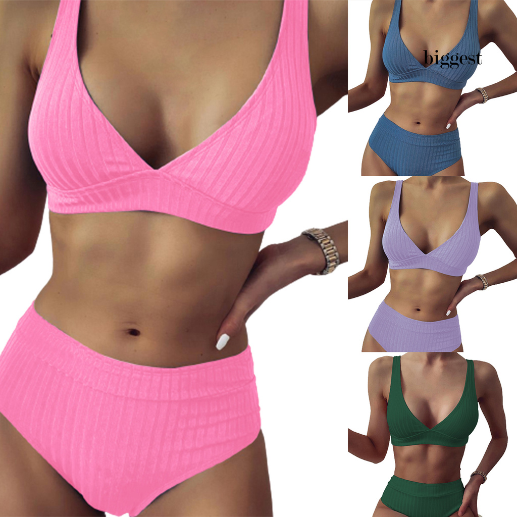 Set Đồ Tắm Màu Trơn Cổ Sâu Quyến Rũ Dành Cho Nữ | BigBuy360 - bigbuy360.vn
