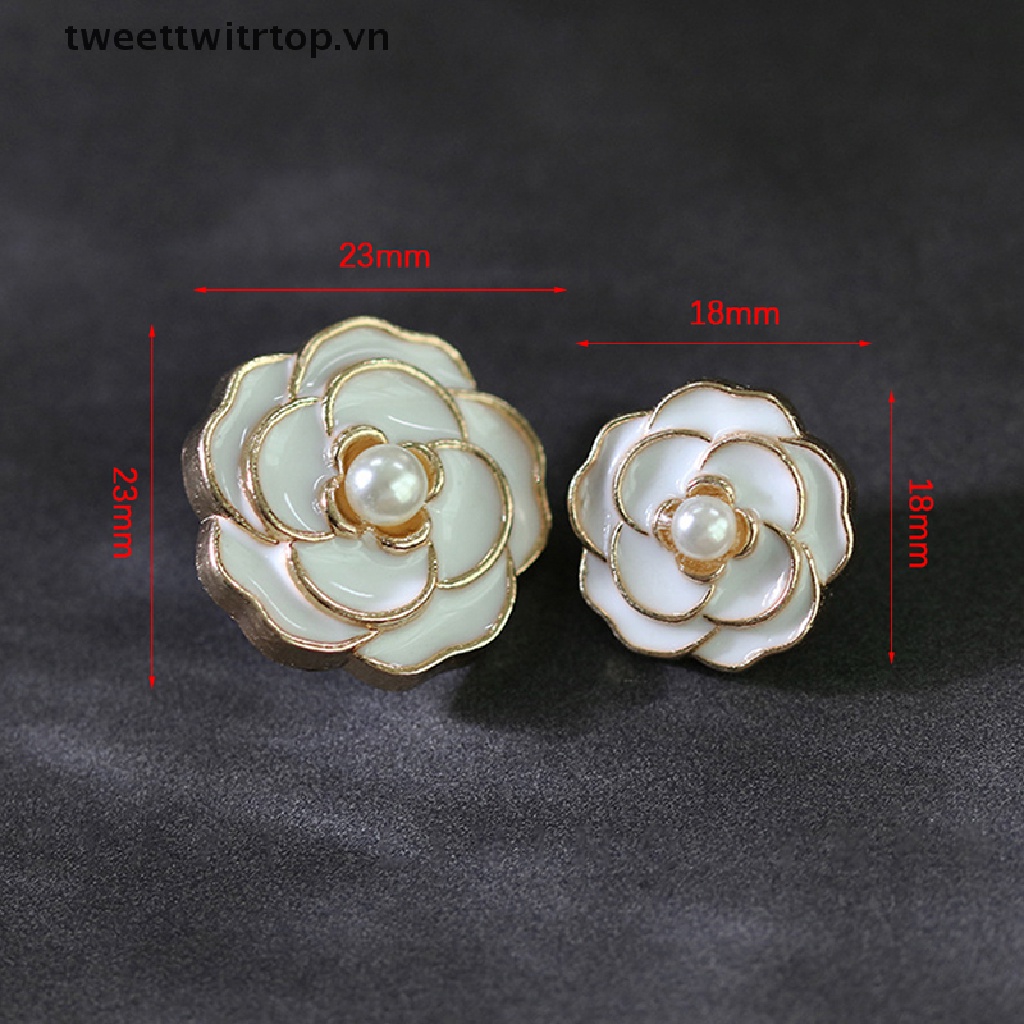10 Nút Áo Hình Bông Hoa Đính Ngọc Trai Sang Trọng