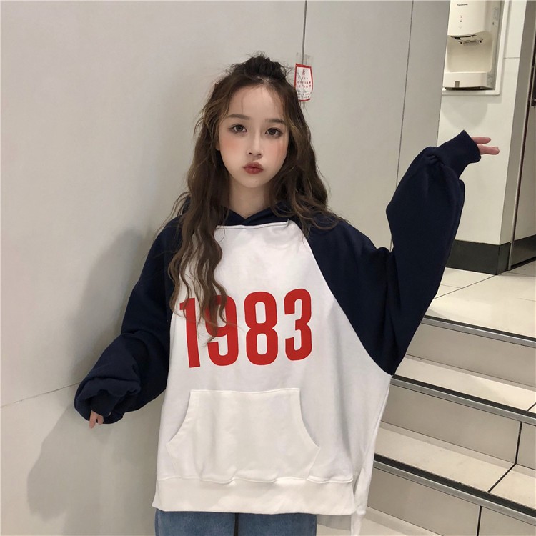 Áo Hoodie Nữ Form Rộng Trang Phục Đông Phong Cách Hàn Quốc Chui Đầu Có Mũ Size M-L