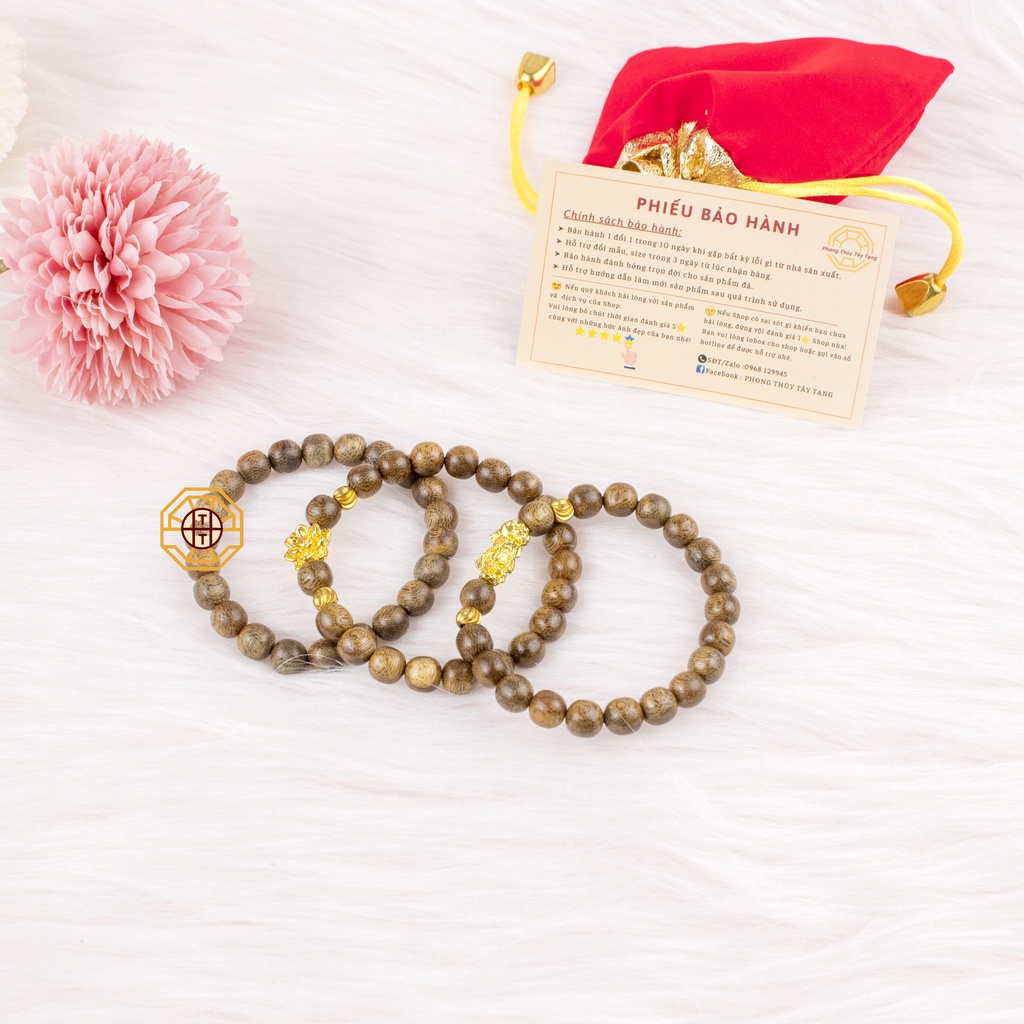 Vòng Trầm Hương Tốc [TẶNG TÚI GẤM] - có mẫu Mix Tỳ Hưu, Hoa Sen - Vòng tay phong thủy gỗ tự nhiên  - Phong Thủy Tây Tạng