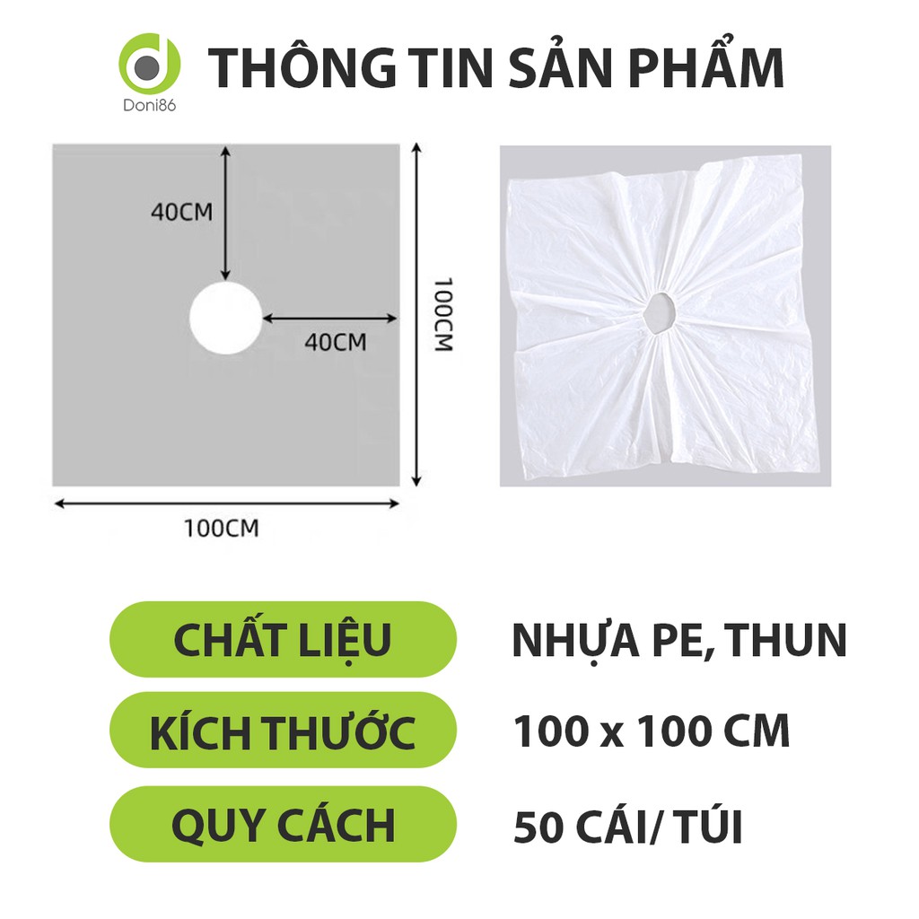 Áo choàng nhuộm tóc bằng nylon dùng 1 lần tiện lợi - túi 50 cái - doni86 - PK157