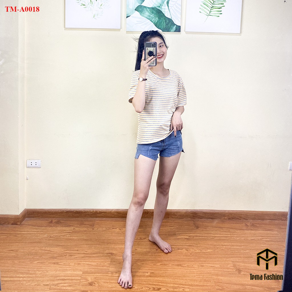 Áo phông nữ TEMA - Áo thun nữ tay lỡ kẻ ngang cổ tròn chất cotton siêu mát | BigBuy360 - bigbuy360.vn