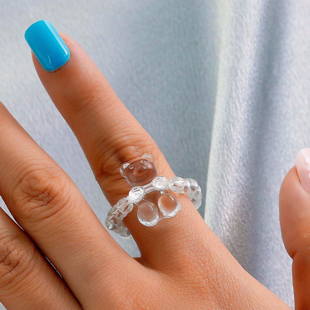 Nhẫn Co Giãn Đính Hạt Nhiều Màu Sắc Phong Cách Hàn Quốc Thanh Lịch Cho Nữ