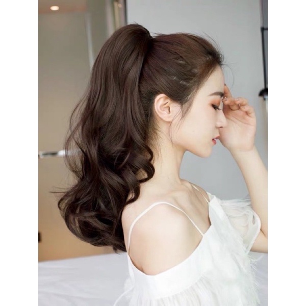 Tóc giả ngoặm xoăn ❤️FREESHIP❤️ tóc giả ngoặm xoăn lửng p103-50cm