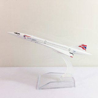 Mô hình máy bay kim loại Concorde Vương quốc Anh British Airways dòng máy bay siêu thanh thương mại 16cm trưng bày tủ kệ