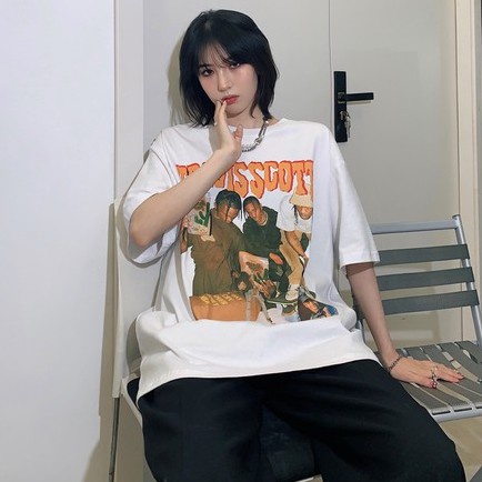 Áo thun tay ngắn dáng rộng phong cách hip hop thời trang Hàn Quốc dành cho nữ