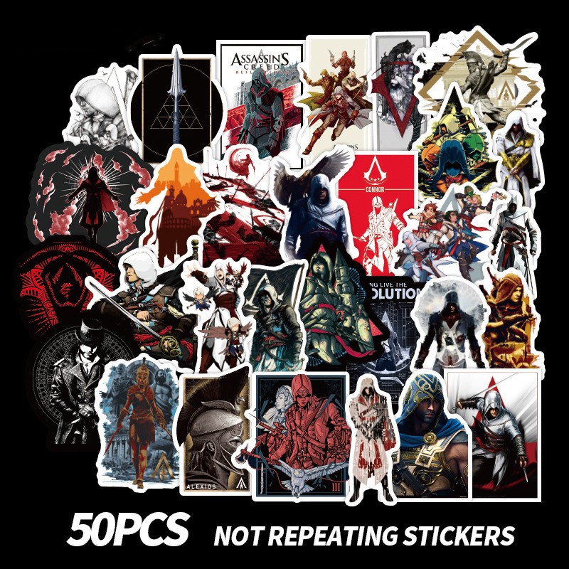 Bộ 50 Sticker Dán Chống Thấm Nước Hình Game Assassin 's Creed-Series