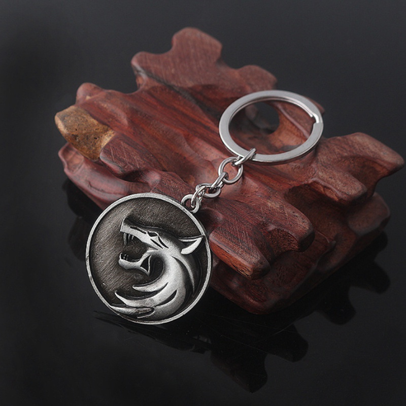 Móc khóa hình đầu sói phong cách gothic cổ điển thời trang cho nam nữ 3