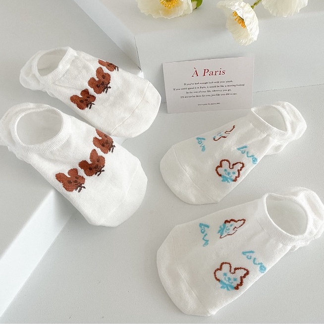 Tất Cổ Ngắn Warm&Cute Vớ Nam Nữ Cotton Cổ Thấp Phối Ren Thoáng Khí Phong Cách Nhật Bản Dễ Thương Cho Nữ A308