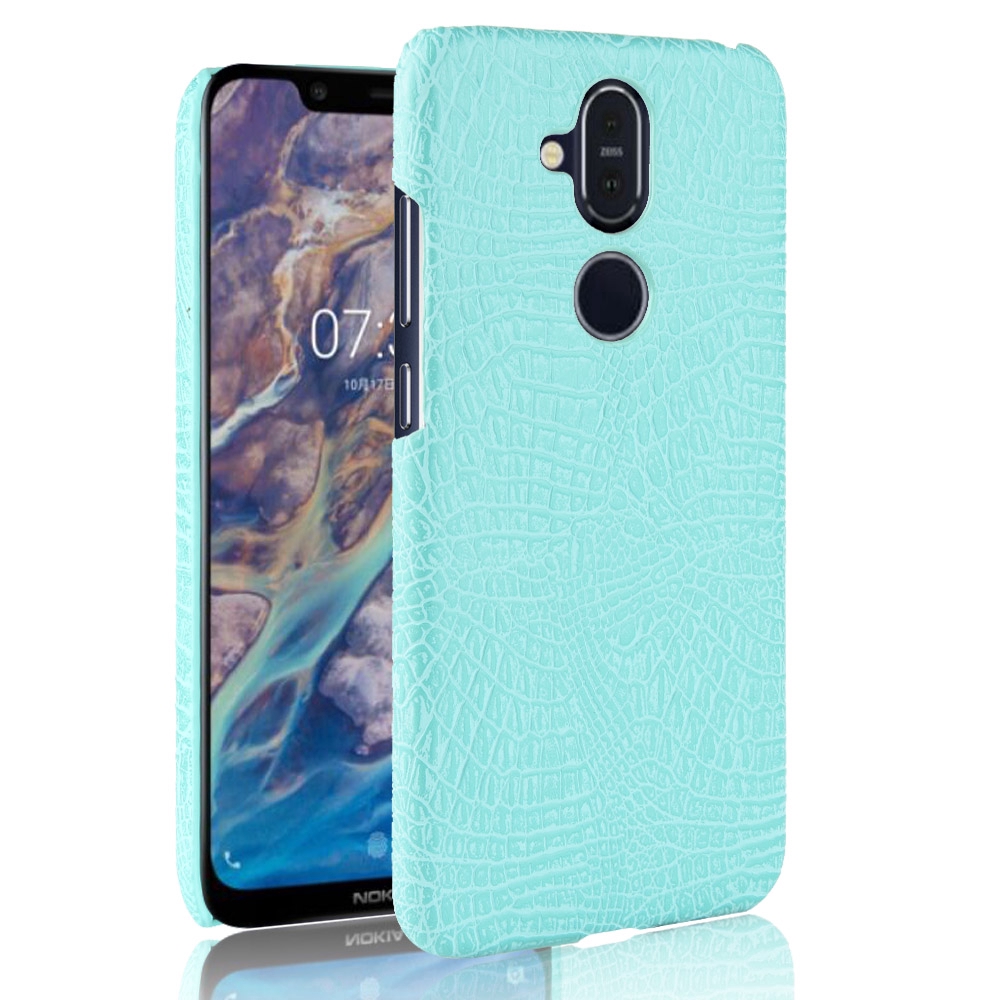 Nokia 8.1 Casing Fashion Crocodile Pattern Hard PC PU Leather Back Cover Nokia8.1 Hard Plastic Case Phone Cover