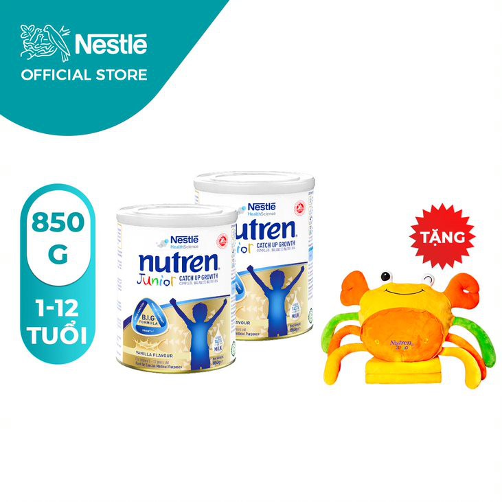 Combo 2 lon sữa bột Nutren Junior cho trẻ từ 1-12 tuổi lon 850g
