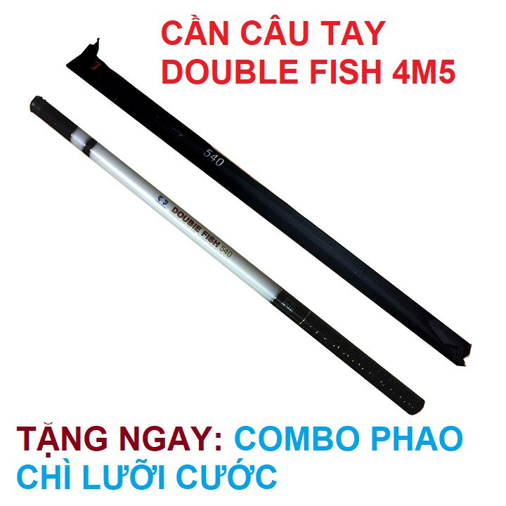 [TẶNG NGAY] cần câu tay double fish 4m5 - cần câu tay carbon hỗn hợp - tặng ngay bộ combo cước chì lưỡi phao