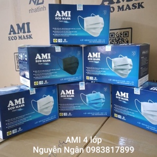 Khẩu trang y tế 4 lớp AMI (Hàng chính hãng, in logo, đầy đủ giấy tờ)